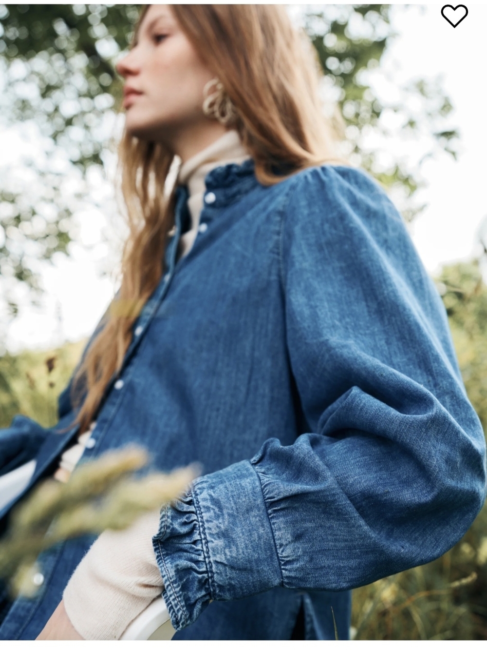H&M Ruffle Trimmed Denim Blouse - Picture 3 of 10